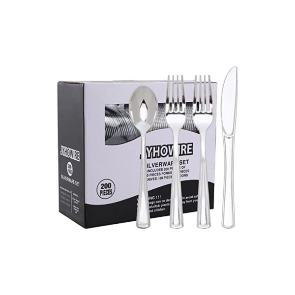 200 Silver Plastic Silverware Set Via Amazon Online Sale