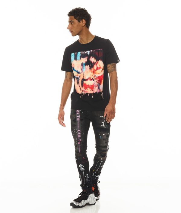 SHORT SLEEVE CREW NECK TEE   S&D ROCK N ROLL  IN BLACK Cheap - Image 4