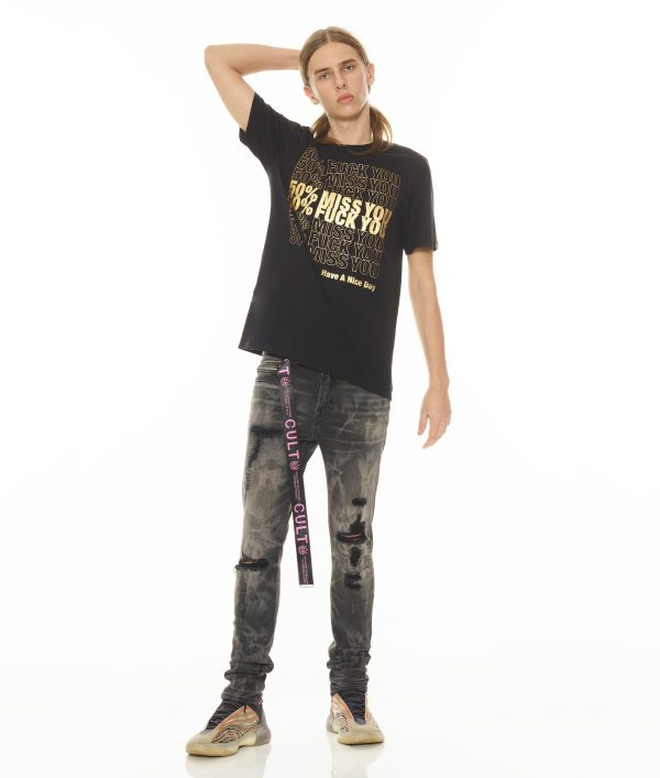 SHORT SLEEVE CREW NECK TEE    50% MISS YOU  IN BLACK Online Hot Sale - Image 3