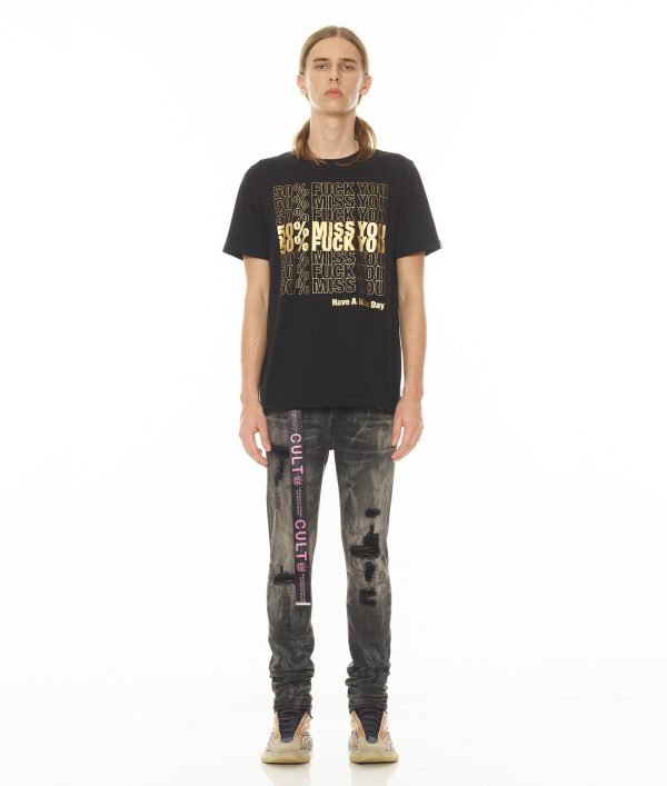 SHORT SLEEVE CREW NECK TEE    50% MISS YOU  IN BLACK Online Hot Sale - Image 4