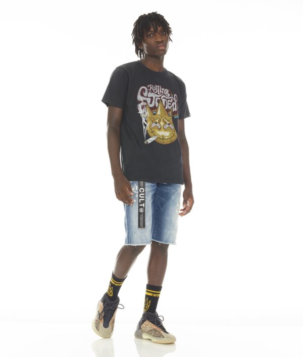 SHORT SLEEVE CREW NECK TEE  ROLLING STONED  IN BLACK AC DC WASH on Sale - Image 3