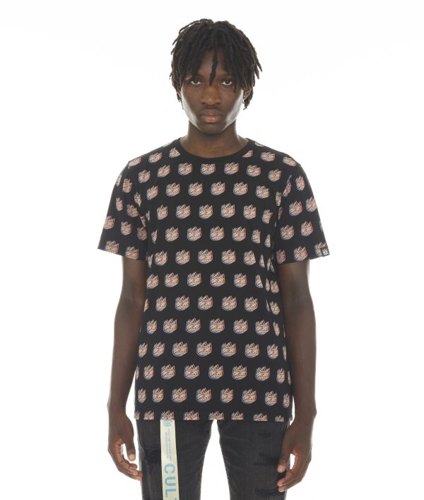SHORT SLEEVE CREW NECK TEE   LOGO  IN MULTI For Sale