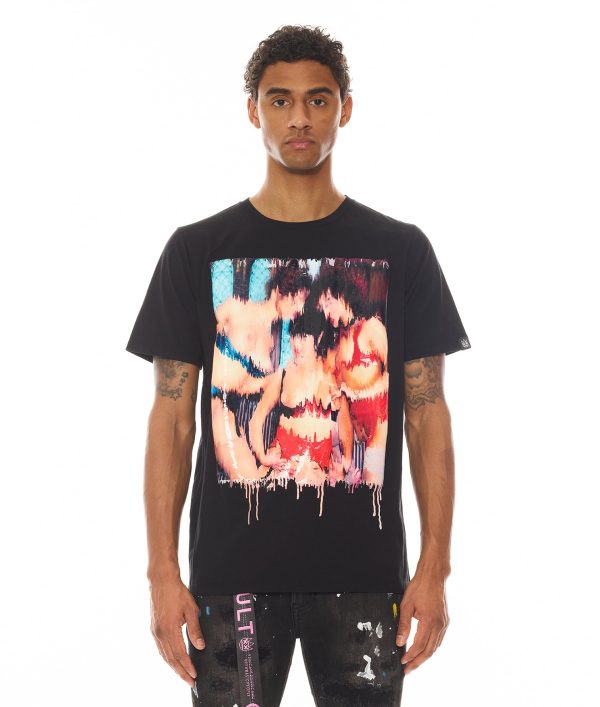 SHORT SLEEVE CREW NECK TEE   S&D ROCK N ROLL  IN BLACK Cheap