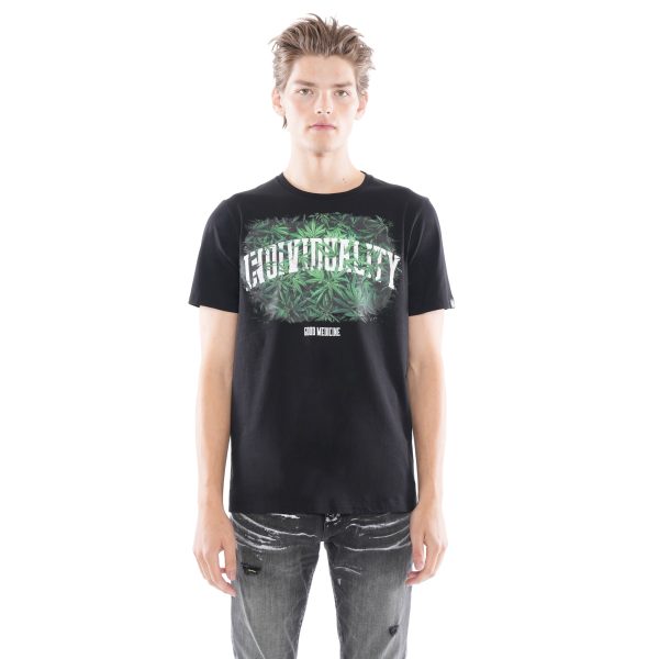 SHORT SLEEVE CREW NECK TEE   GOOD MEDICINE  IN BLACK Fashion
